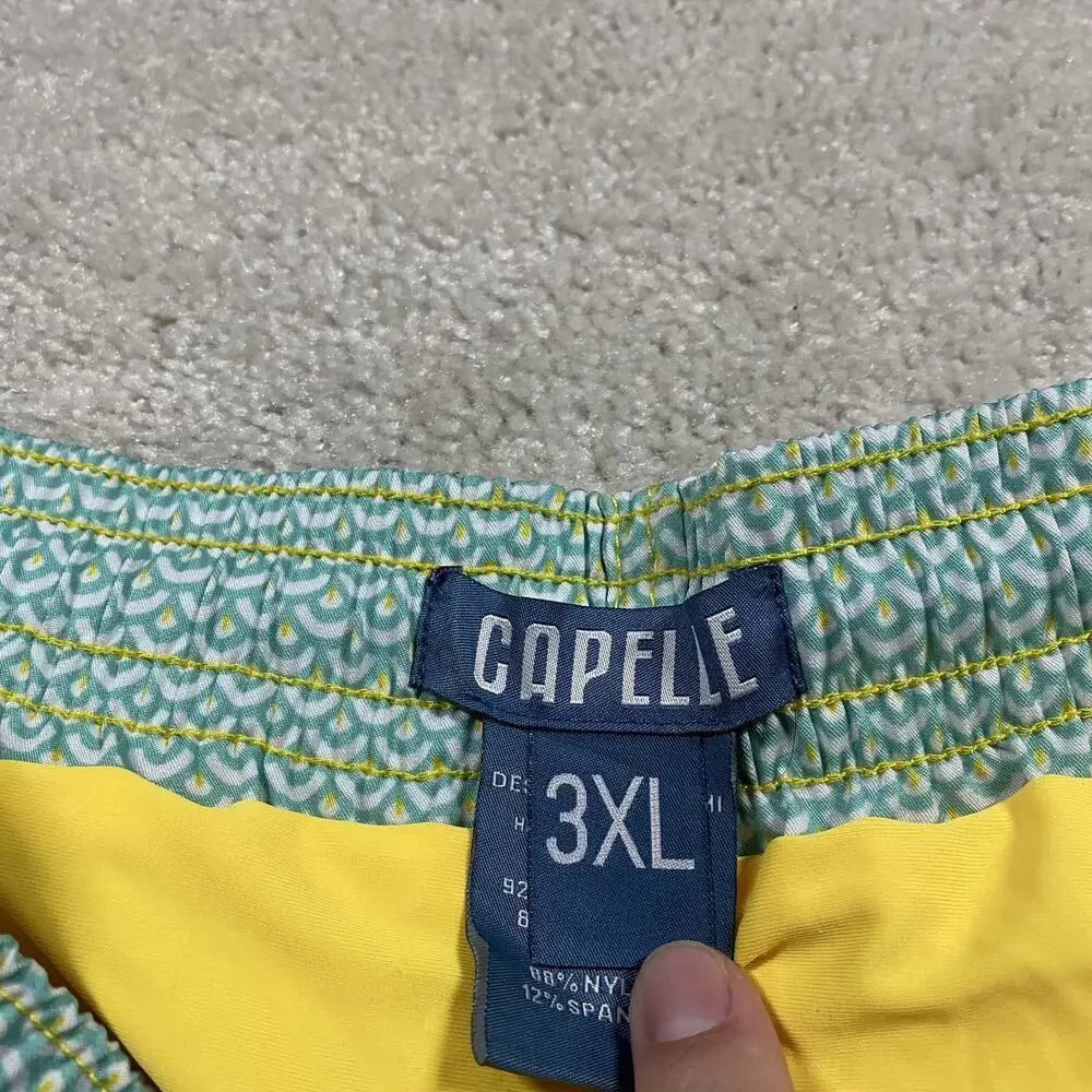 Capelle Swim Shorts Mens 3XL Blue Green Pattern Drawstring Trunks Board Short